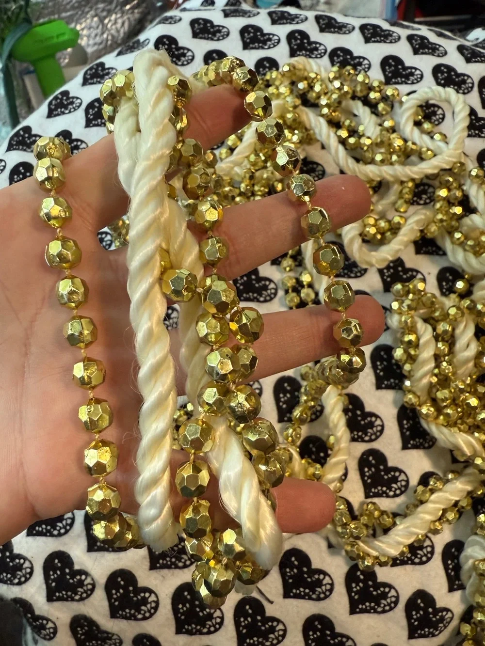 braided bead and twisted rope Christmas garland
